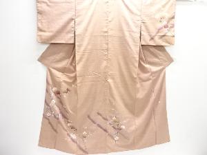 作家物　枝花模様手織り紬着物